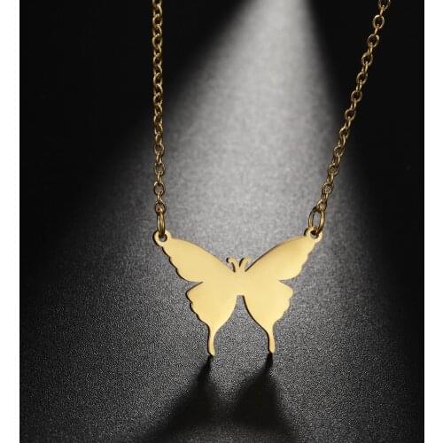 Skyrim New Butterfly Choker Necklace for Women Stainless Steel Gold Color Neck Chains 2021 Fashion Jewelry Girls Gifts Wholesale