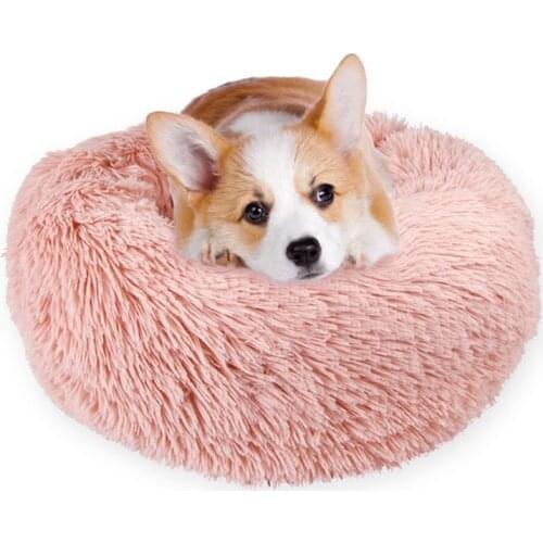 6 Colors Long Plush Super Soft Pet Bed Puppy Cushion Mat Portable Cat Supplies Kennel Dog Round Cat Winter Warm Sleeping Bag
