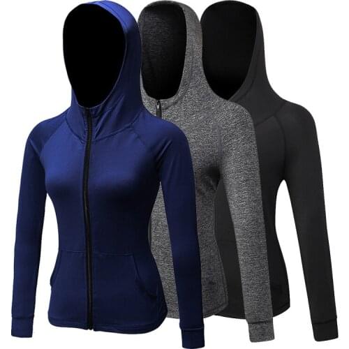 Womens Running Jacket Fitness Training Zipper Jacket Long Sleeve Sports Hoodies Quick Dry Jogging Sportswear Workout Coat