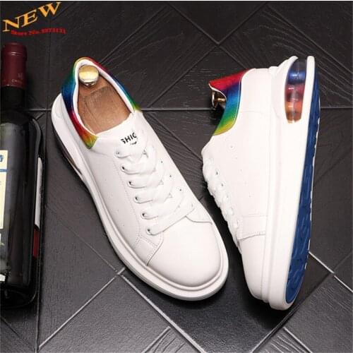 White Leather Designer Men Casual Shoes Hip Hop Platform Shoes loafers Tennis Zapatillas Hombre