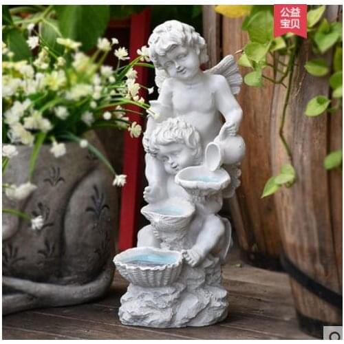 ANGEL BOY DECORATIVE GARDEN VILLA ANGEL MODELING WITH LIGHTS RESIN CRAFTS FARMHOUSE OUTDOOR DESIGN CREATIVE