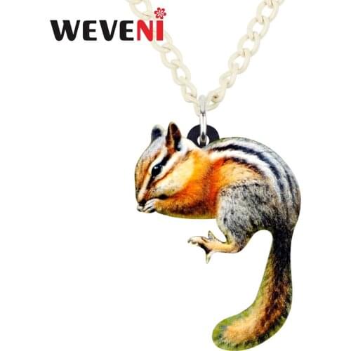 WEVENI Original Acrylic Cute Chippy Chipmuck Necklace Pendant Chain Choker Anime Bijoux Jewelry For Women Girls Party Hot Gift