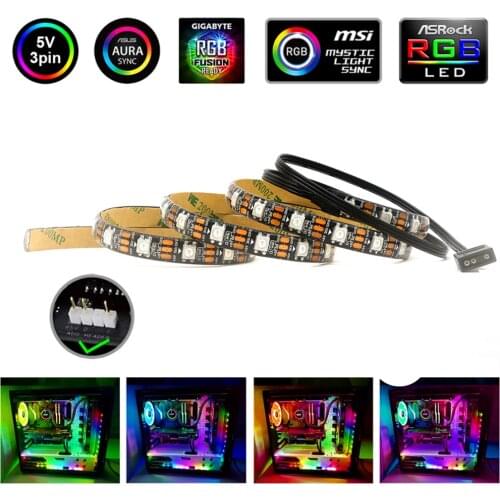WS2812b RGB LED Strip 5V 3 Pin Addressable LED Headers PC for ASUS AURA SYNC / MSI Mystic Light Sync / GIGABYTE RGB Fusion 2.0