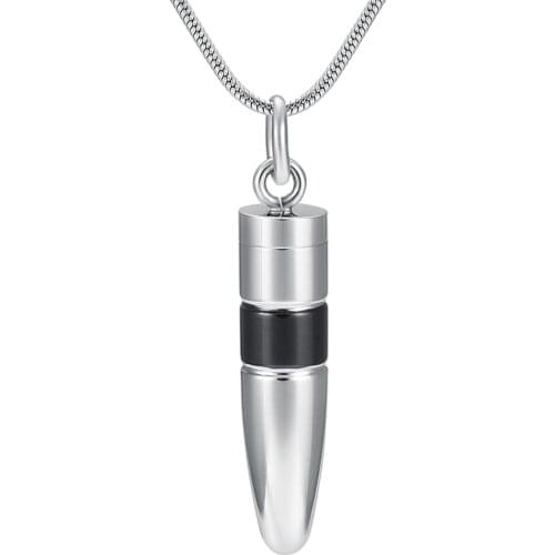 Cremation Urn Jewelry Pendant-Stainless Steel Bullet Shape Memorial Locket Necklace Hold Humam/Pet Funeral Ashes Keesape