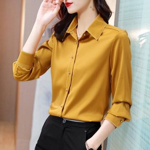 Womens Shirt Spring and Autumn Blouses for Women Long Sleeve Top Women-clothing Polo Neck Button Up Blouse Woman Basic Shirt OL