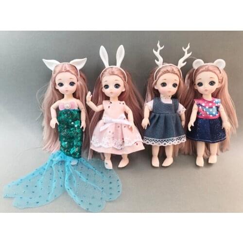 16CM BJD Doll 13 Movable Joints Casual Fashion Princess Clothes Suit Accessories Nude Decoration Multicolor Hair Girl Gift Toy