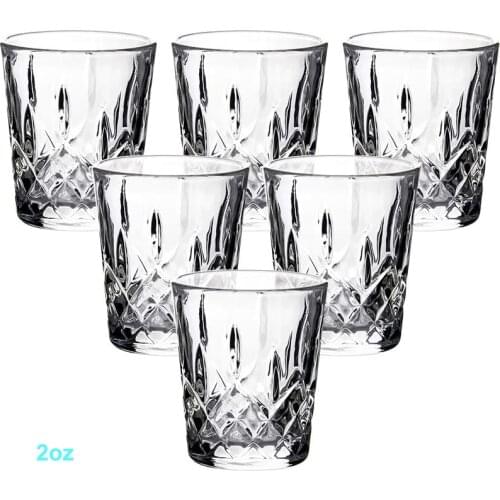 2oz Tequila Shot Glasses Carved Patterns Shot Glass Clear Whiskey Shot Glasses Bulk Tall Cool Funny Shot Glasses for Men 6 pcs