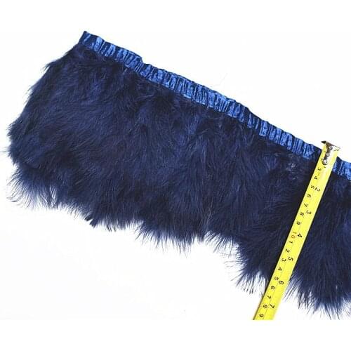 2Yards/lot Navy Marabou/Turkey Feather ribbon Trim 15-18cm diy decor feathers for crafts Cloth Sideband Clothing Wedding plumas
