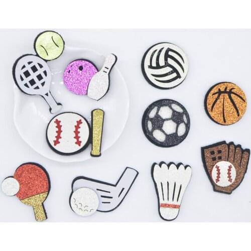 20Pcs/lot Padded Applique Ball Sports Equipment for DIY Clothes Hat Patches Headwear Hair Clips Bow Accessories Party Decor P72