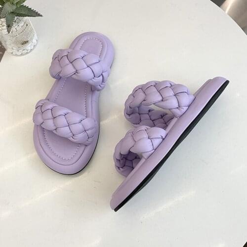 2021 women shoes Cool slippers designer weaving Pure color Slippers Outdoor Open Toe Elegant Solid Sandals Comfortable shoes