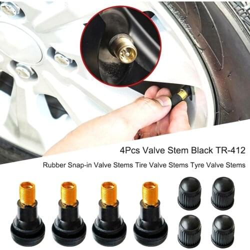 4Pcs TR412 Chrome Alloy Tubeless Rubber Wheel Tyre Valve For Cars Motorcycle