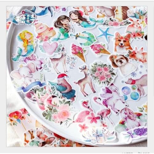 40pcs/bag winter elk forest animals flamingo sea world unicorn Sticker DIY Planner Scrapbooking Album Stickers gift for kids