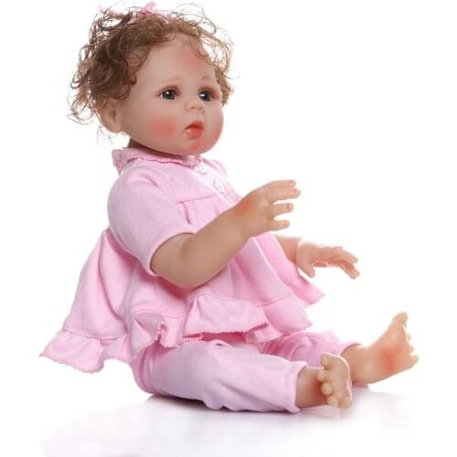 47cm Realistic Doll Full Soft Vinyl Toddler Babies Curly Hair Girl Accompany Toy