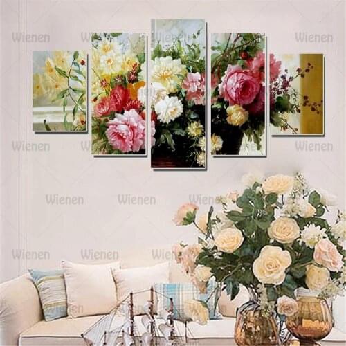 5pcs Frameless Oil Painting Colorful Flowers Modular Canvas Picture Wall Poster Home Decoration Print on Canvas for Wall Decor