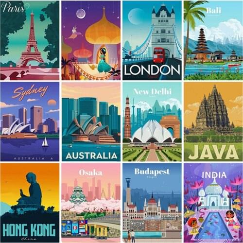 5D New York Netherlands Amsterdam London Diamond Painting America City Landscape Rhinestone Picture Cross Stitch Kit Home Decor