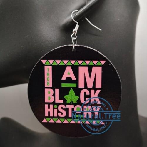 Free Shipping! newest AKA black History Wooden Earrings