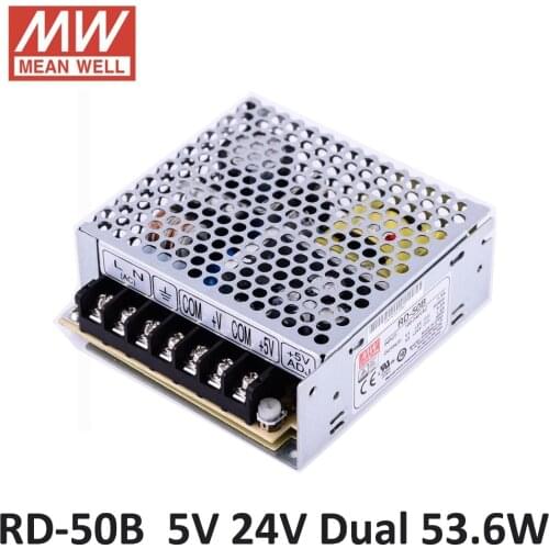 Original Mean well RD-50B 53.6W 5V 4A 24V 1.4A Dual output Meanwell Power Supply 85-264VAC input 5V 24V Power supply adjustable