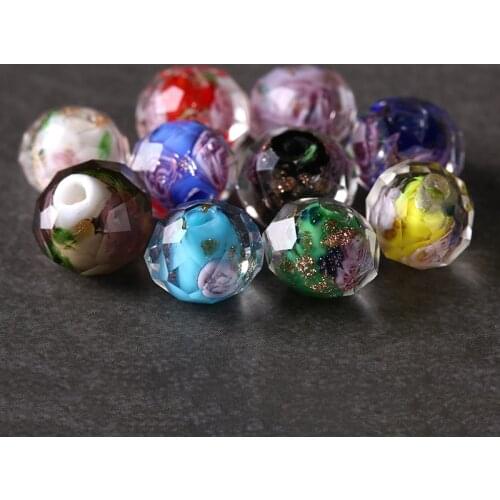10pcs Japanese Murano Transparent Glass Lampwork Beads 10*8mm Flower Round Faceted Beads for Jewelry Making Women Diy Bracelet