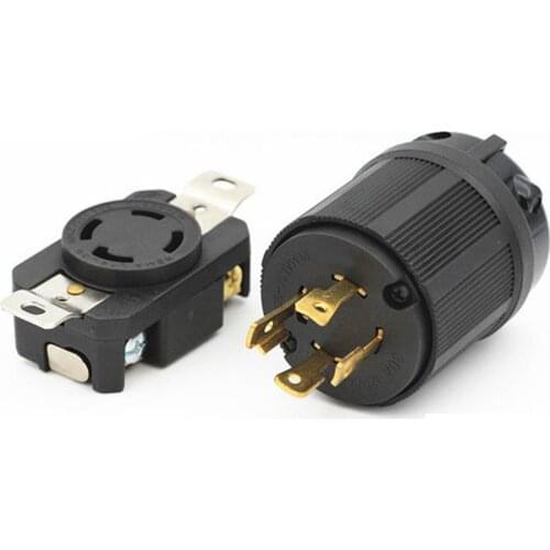 Black American 30A 120V/208V NEMA L18-30P L18-30R US 4-hole anti-off industry power plug socket inline wire connector
