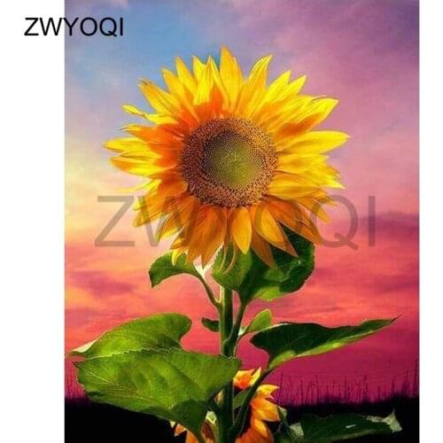 DIY 3D Diamond painting Cross stitch sunflower Full Square Diamond embroidery sunflower leaf Full Round Diamond mosaic sunflower