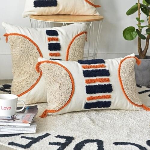 Ethnic Pillow Tribal Boho Woven Tufted Cushion Pillow Super Soft Sham Cushion for Sofa Couch Bedroom Living Decoration Home