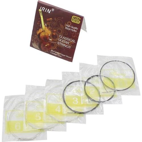 IRIN 6 Pcs Guitar Strings Classical Guitar String Set Black Nylon Core Silver-Plated Copper 1st-6th