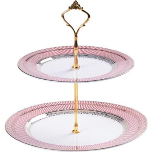 Ceramic Double-Layer Dessert Plates Afternoon Tea Snack Disk Porcelain European Multi-layer Dried Fruit Plate Wedding Cake Plate