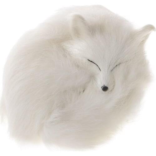 Cute Realistic Sleeping Real Fur Furry Animal Interior Ornament White