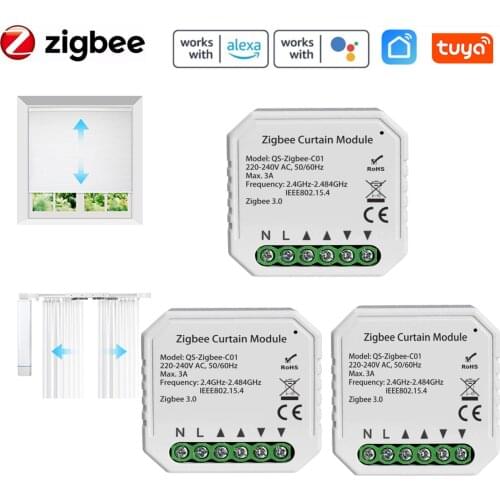 Tuya WIFI ZigBee Smart Curtain Switch Module for Roller Shutter Blind Motor Home Compatible with Alexa Google Home Voice Control