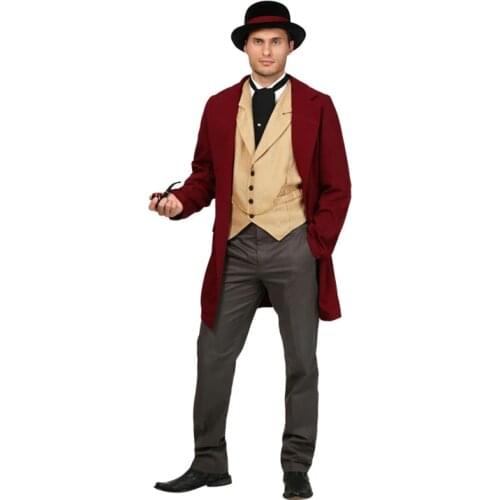 Halloween Mens TV Show Clothing with Suspenders Hat Costumes Set For Man Party Cosplay Waiter Casino Gambler Costumes
