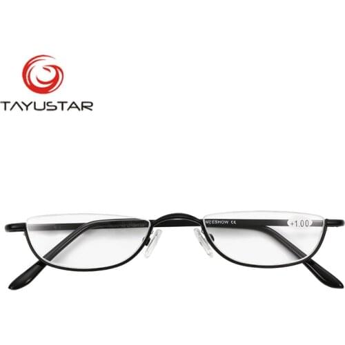 MEESHOW Design Men Reading Glasses Women Eye glasses Half Rim With Case Classic Stainless Steel eyeglasses +1.00-+4.00
