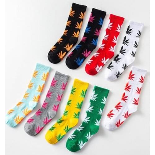 Fashion Weed Man Socks Cotton Street Style Hiphop Skateboard Sock For Female Harajuku Fashion Crew Streetwear Socks Sokken Meias