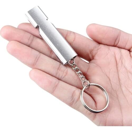 Outdoor Camping Hiking Double-Frequency Emergency Survival Aerial Aluminum Alloy Whistle Keychain Accessory Sport Team Gift
