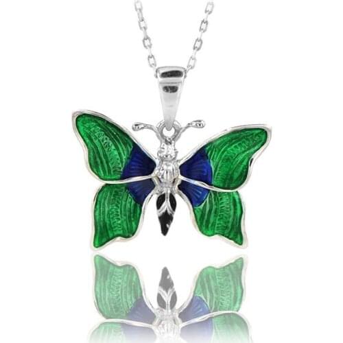 Butterfly Necklace 925 Sterling Silver Colorful Nature Charm Bridesmade Nature Lover Gift