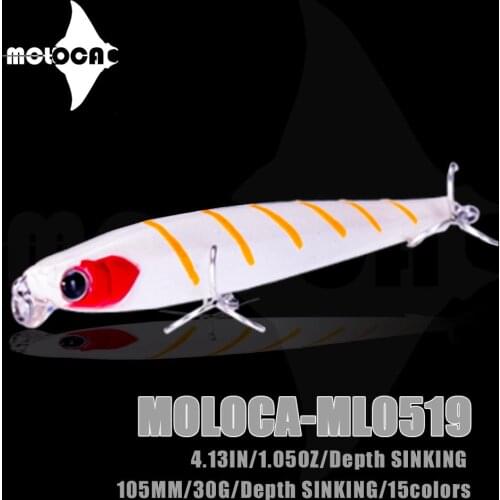 Pencil Minnow Fishing Lure Fish Lokken Ace Weights 30G 10.5cm Sinking Hard Full Water Lures Wobblers Pesca Pike Artificial Baits