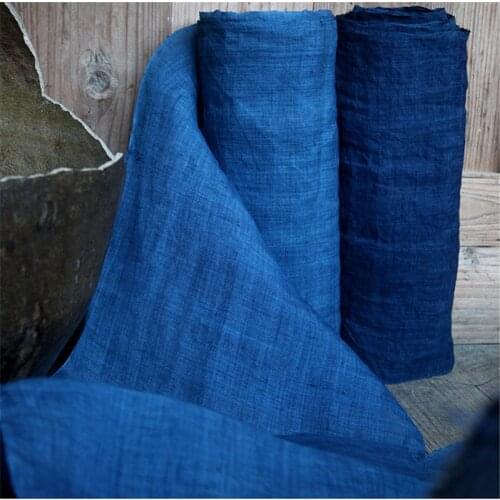 PVDF9 Indigo Plants Dyed 100% Ramie Fabrics Bedding/Clothings/Sashiko/Patchwork/Decoration/Door Curtain Blue Cotton Fabrics