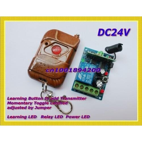 Radio Wireless Remote Control Switch 1CH 24V DC 433/315 RF Transmitter Receiver Toggle Momentary Learning Code Remote Switch