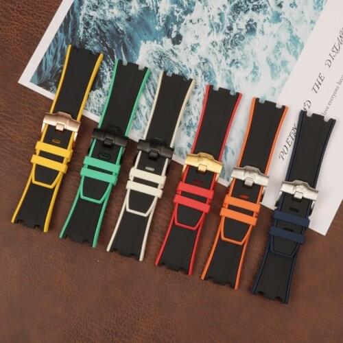 Pin buckle 28mm Rubber Silicone pin buckle Watch band For AP strap free tools for Audemars And Piguet watchband