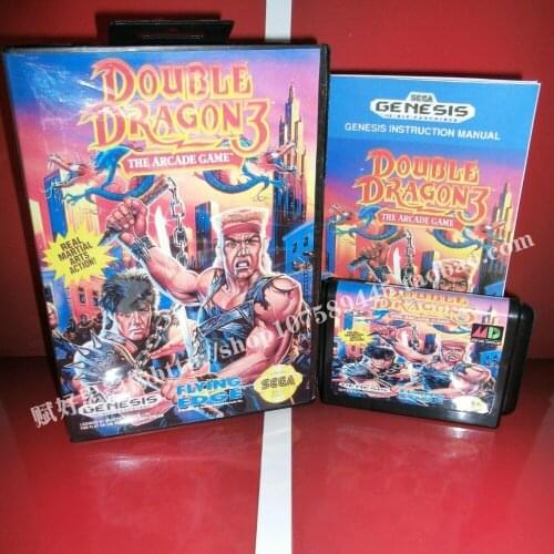 Sega MD game - Double dragon 3 III with Box and Manual for 16 bit Sega MD game Cartridge Megadrive Genesis system