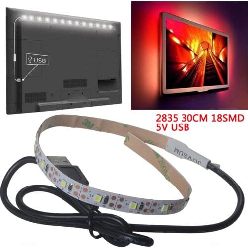 5v Usb 2835 30cm/18smd Led Strip Light Tv Back Lamp Warm Cool Light Home Living Room Wall Background Tv Decoration Light Strip
