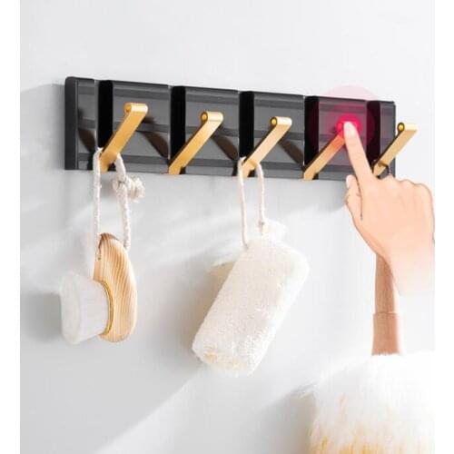 Vidric Nail foldable Style Aluminum clothes rack ,cloth hook wall hook Robe Hook Bathroom Hanger Accessories Hanger Black&Gold