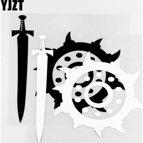 YJZT 17.7×17.0CM Weapon Car Sticker Sword And Shield Creative Vinyl Exterior Decorative Pattern Black / Silver 20C-0231