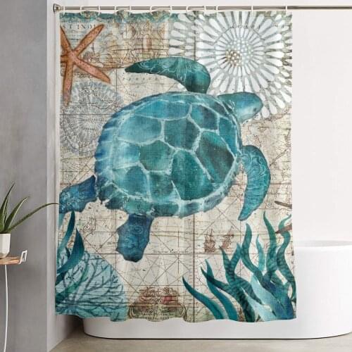 Sea Turtle 3D Print Nordic Style Shower Curtain Set Hook HomeDecoration Bathroom Waterproof Customized Dropshipping Polyester