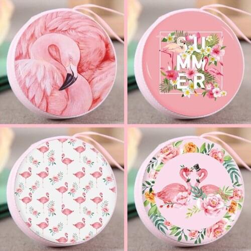 Sweet And Small Ladies Coin Purse Printed Unicorn Flamingo Pattern Ladies Purse Fashion Student Round Cartoon Coins Bag Gift