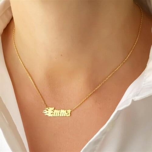Custom Fire Name Necklace Fashion Jewelry Stainless Steel Personalized Burning Name Choker Necklaces For Women Handmade Gifts