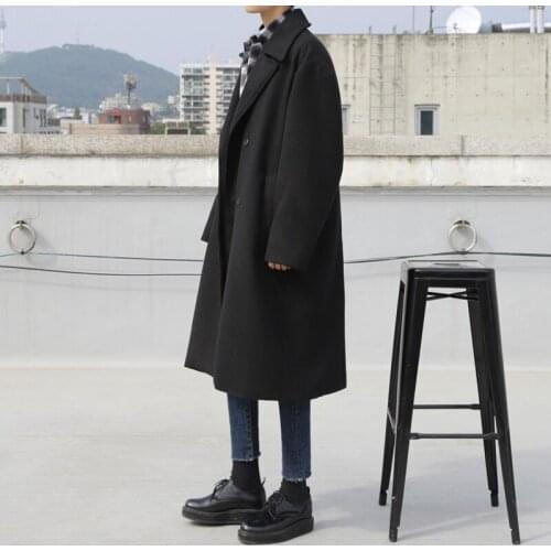 Winter Mens Black Thick Warm Wool Blends Coat Long Overcoat Double Breasted Casual B4