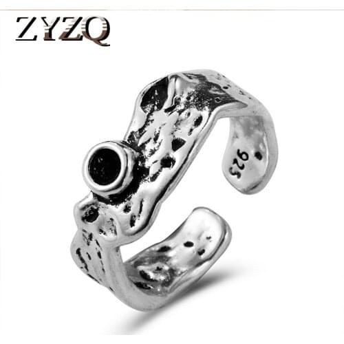 ZYZQ Retro Old Fashioned Irregular Open Ring for Women Punk Geometric Wave Finger Ring Jewelry For Lover Best Gifts