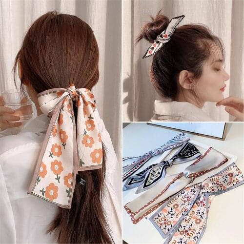 1pcs Silk Scarf Headband Female Tied Hair Mori Super Fairy Bow Headdress Net Celebrity Fairy Hair Streamer Head Rope Headband
