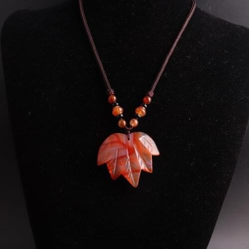 1PC Hand Knotter String Natural Stone Beads Bohemia canada french Maple Women Necklace Women jewelry collar dropshipping store