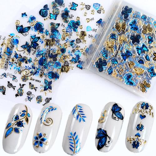 30 Designs 3D Ultra-thin Adhesive Nail Stickers Set Letter Butterfly Logo Nail Foil Mixed Designs Adhesive Flower Nail Tips